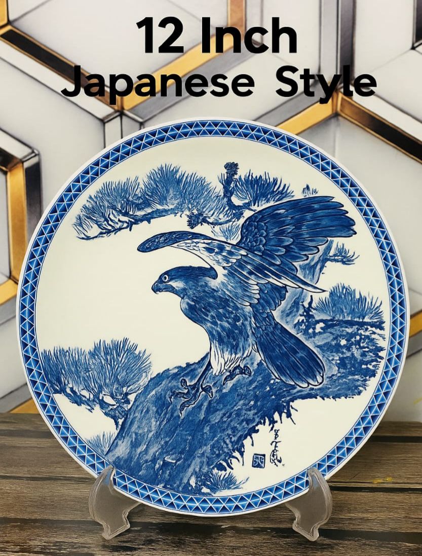 Traditional 12-Inch Japanese ๐ฏ๐ต Imari Porcelain Plate ๐โ Red & Blue Floral Art Platter๐๐๐