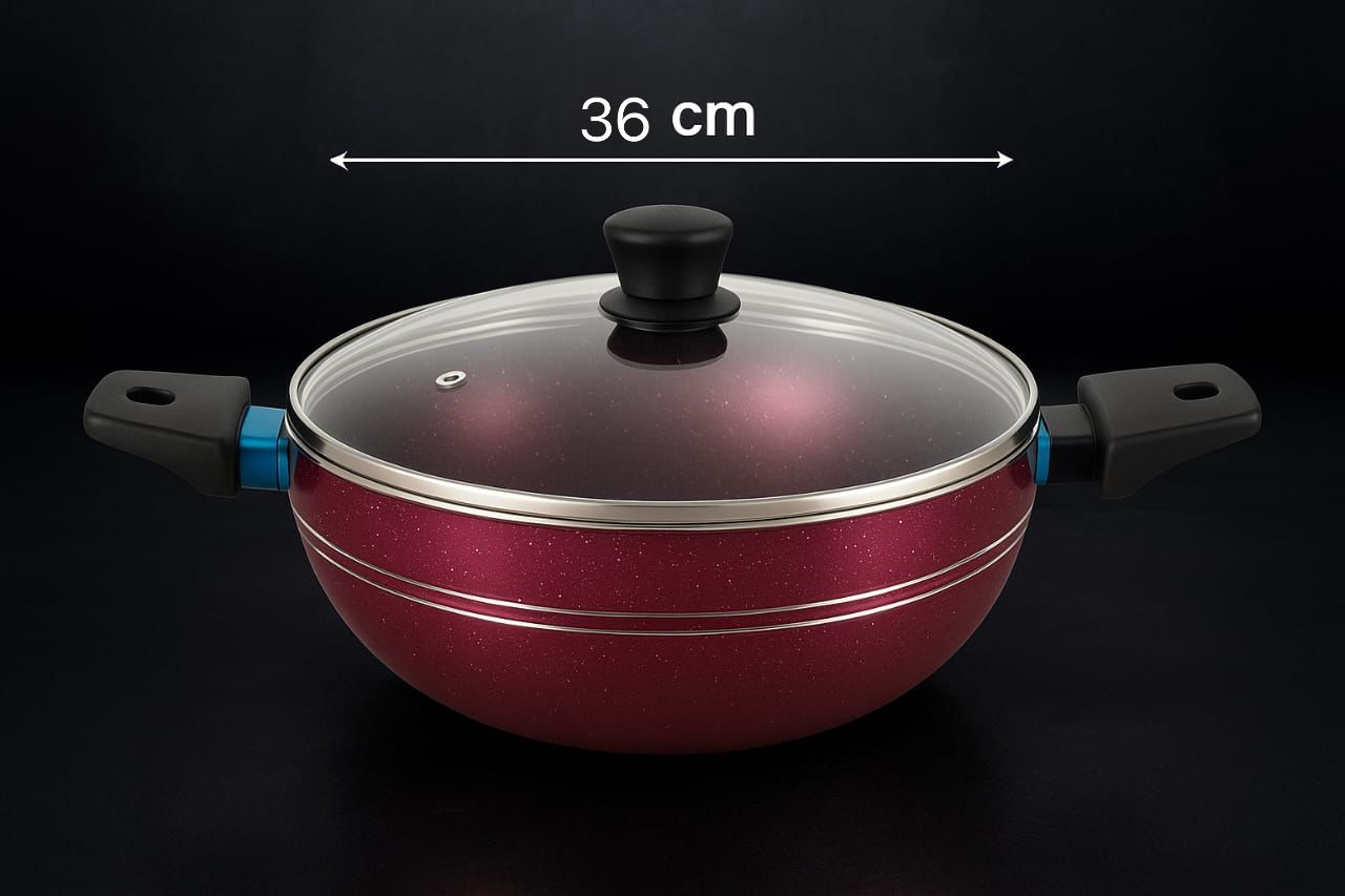 🥘 Branded Original Tefal Non-Stick Karahi – Elegant Red Finish ❤️