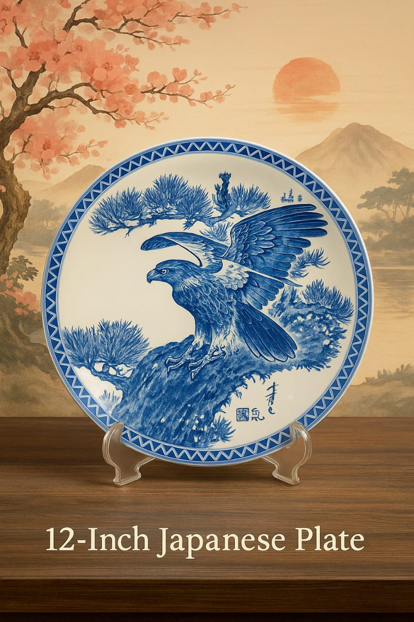 Traditional 12-Inch Japanese ๐ฏ๐ต Imari Porcelain Plate ๐โ Red & Blue Floral Art Platter๐๐๐