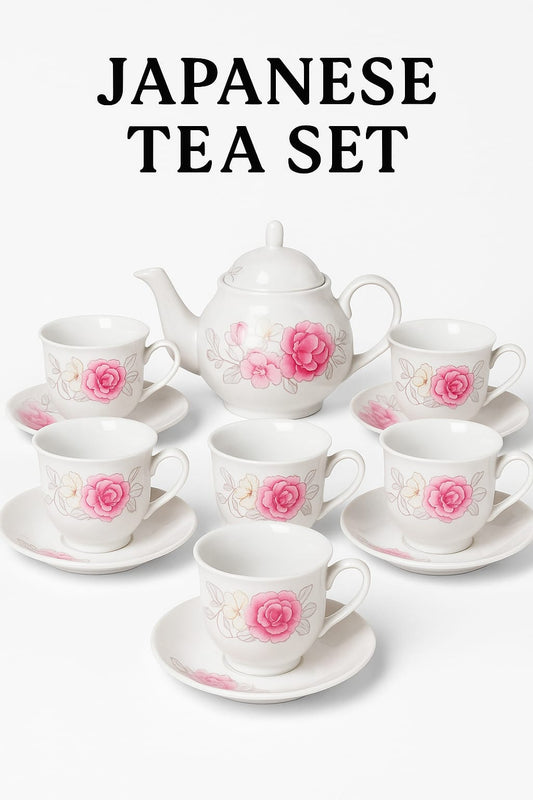 Elegant Japanese Porcelain Tea Set 😍– 6 Cups☕️-6 Saucers 🍽️& Kettle🫖 | Premium Gift Set😍