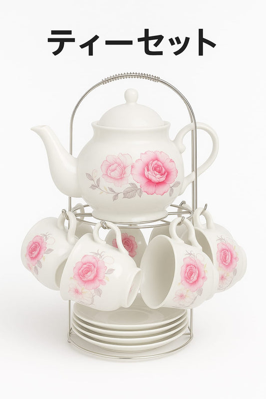 Elegant Japanese Porcelain Tea Set 😍– 6 Cups☕️-6 Saucers 🍽️& Kettle🫖 | Premium Gift Set😍