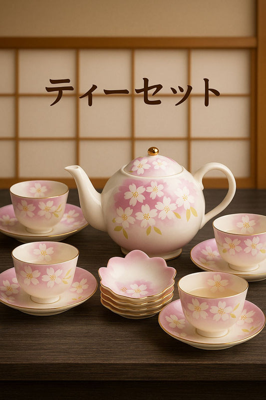 Japanese 🇯🇵 Ceramic Cava Set🫖🍵 | 1 Teapot + 5 Cups + 5 Saucers + 5 Dessert Plates | Elegant Crackle Glaze Finish🥰