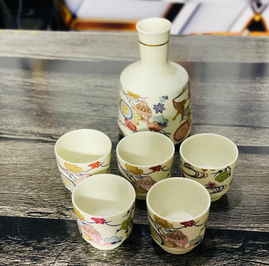 Traditional Japanese 🇯🇵 Sake 🍶Set | 1 Bottle + 6 Cups 🥰😍Handcrafted Ceramic Design😍🥰