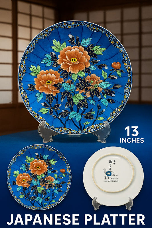 Vintage Japanese 🇯🇵 Porcelain Decorative Platter – 😍 13 Inch | Hand-Painted🎨