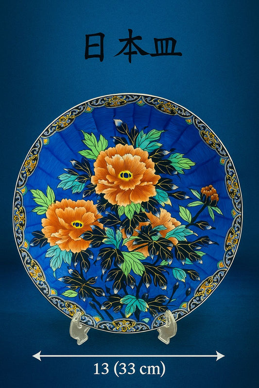 Vintage Japanese 🇯🇵 Porcelain Decorative Platter – 😍 13 Inch | Hand-Painted🎨