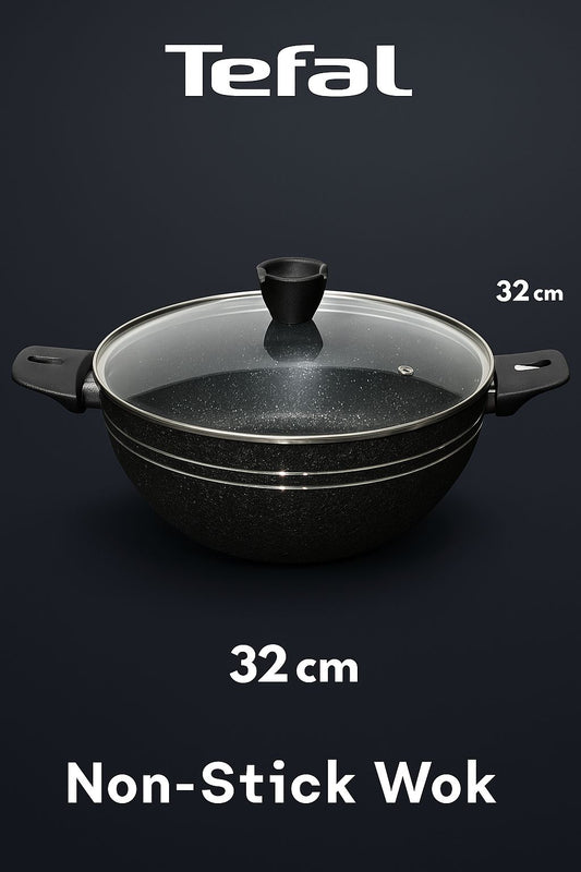 Tefal Non-Stick Cookware – 32cm (2 Colors: Red ❤️& Black 🖤) | Made in France 🇫🇷 | No.1 Brand