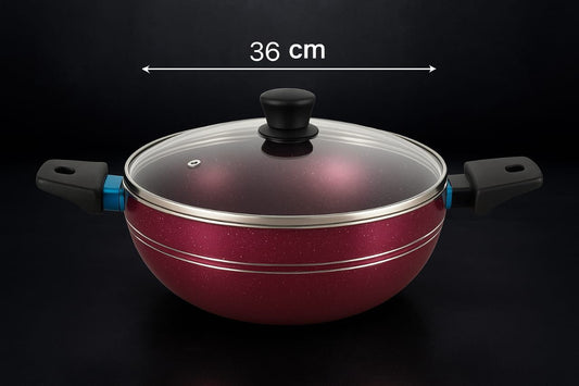 🥘 Branded Original Tefal Non-Stick Karahi – Elegant Red Finish ❤️