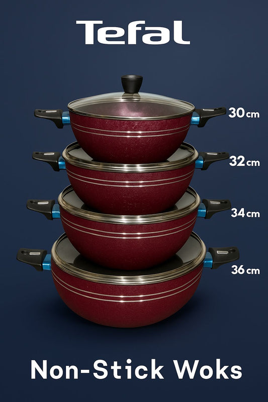 🥘 Branded Original Tefal Non-Stick Karahi – Elegant Red Finish ❤️