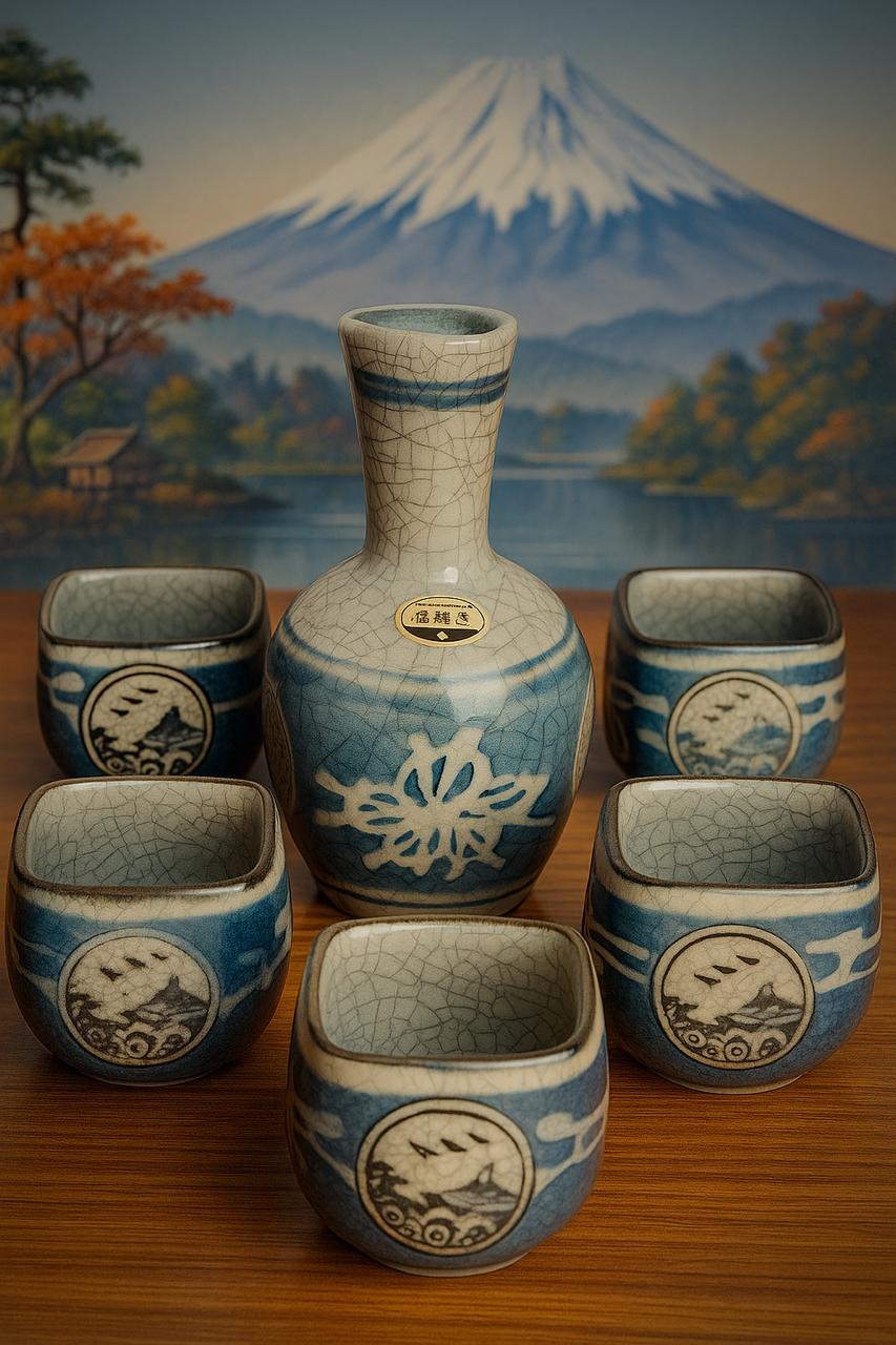 Traditional Japanese 🇯🇵 Sake 🍶Set | 1 Bottle + 6 Cups 🥰😍Handcrafted Ceramic Design😍🥰